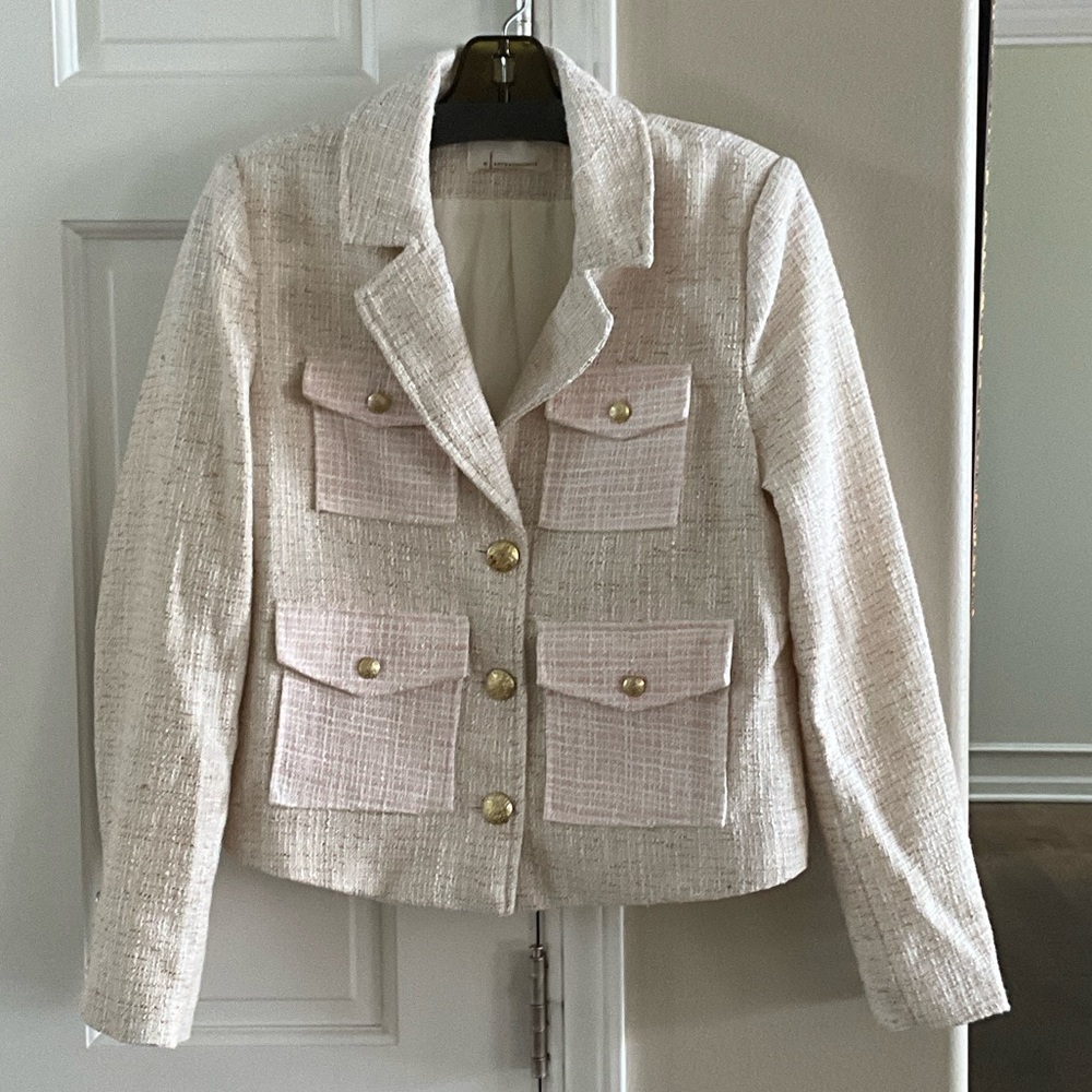 Anthropologie Cream and Pink Blazer